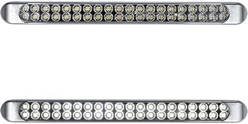 Partsam 2 barras de luz LED blancas de 17 pulgadas para remolque de camión, 40 lentes transparentes LED, doble fila, sellada blanca de 17 pulgadas,