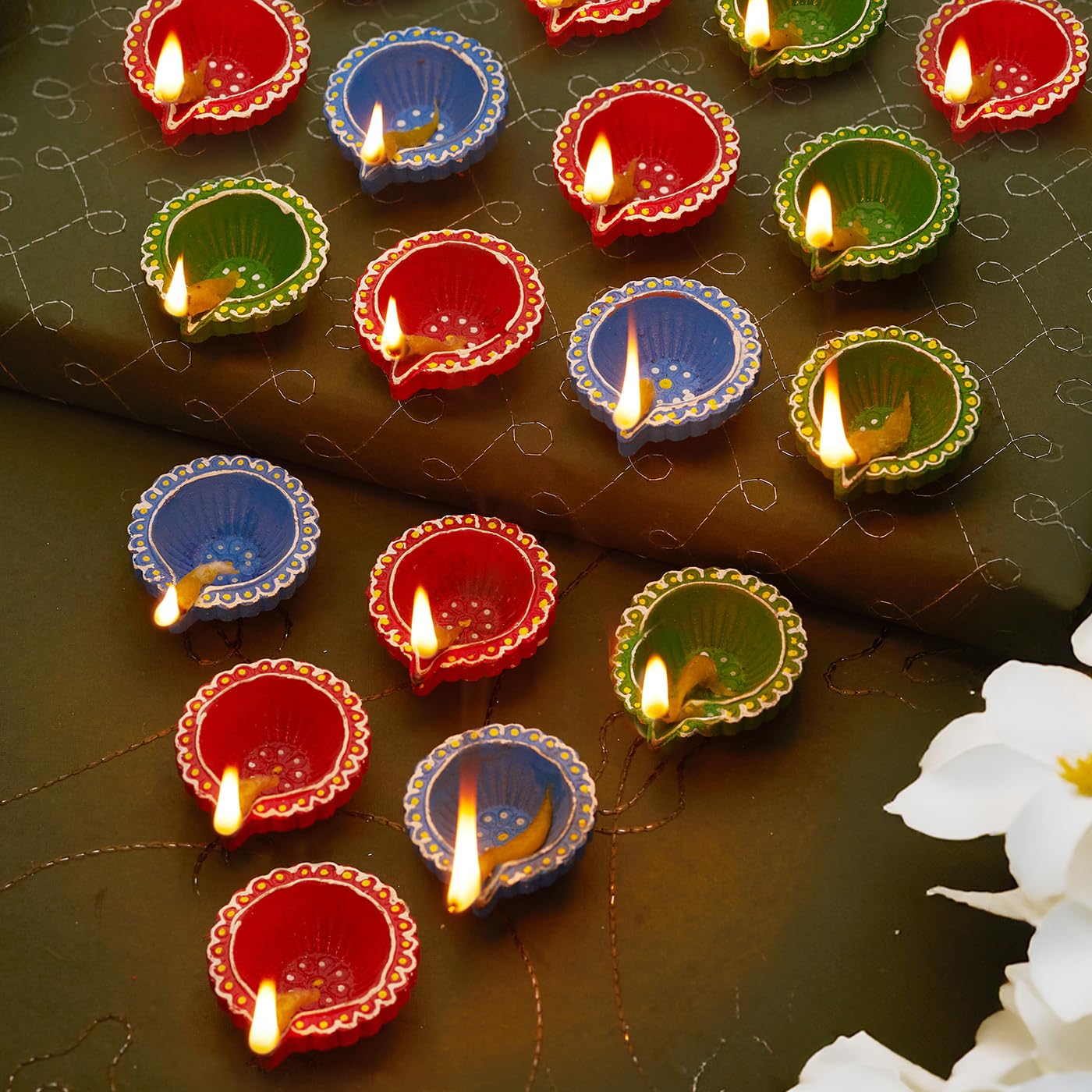 TIED RIBBONS Pack of 18 Large Handmade Clay Diwali Diyas Earthen Oil Lamp Diwali Diya (Multi, 6 cm x 2 cm) for Diwali Decoration Home Puja Office Pooja Room Mandir Temple Table Dipawali Decor Items (B0DFTLY5YL) Amazon Price History, Amazon Price Tracker