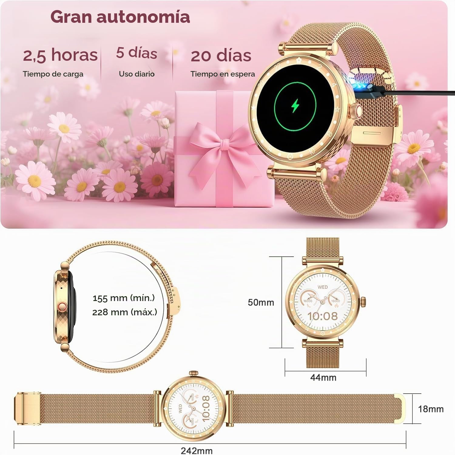 Reloj Inteligente Hombre,Smartwatch Mujer con Llamadas | Ciclo Menstrual/Monitor de Sueño/SpO2/Podómetro,110+ Modos Deportivos, IP68 Impermeable Reloj Deportivo, Android, iOS