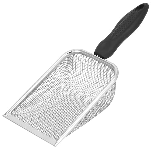 QWORK® Pala arenero pequeña para Gatos, hámsteres, pájaros y Reptiles - Acero Inoxidable - Malla de 2 x 2 mm