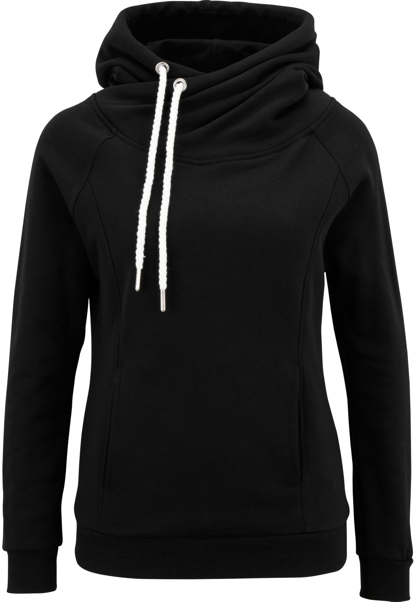Urban Classics Ladies Raglan High Neck Mujer Sudadera con Capucha Negro Regular