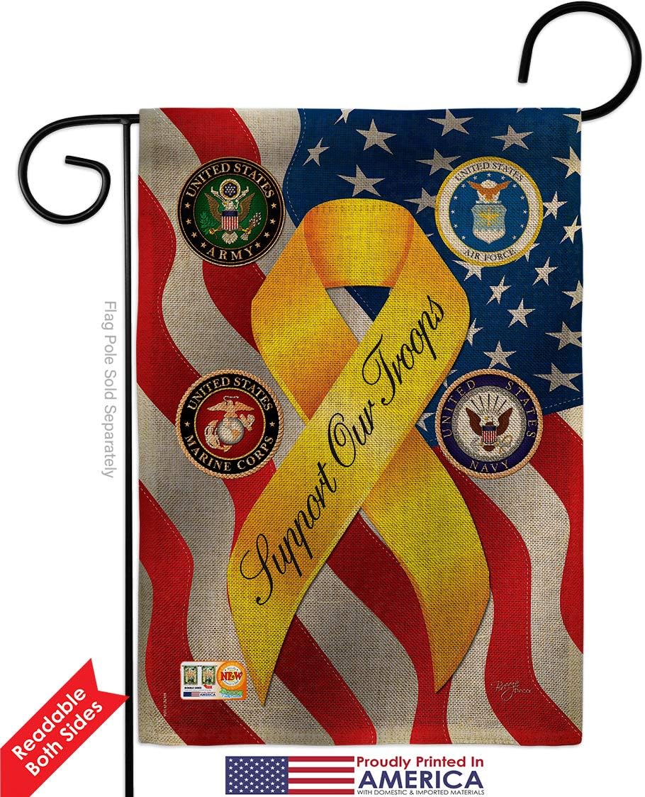 Service Support Our Troops Freedom Burlap Garden Flag Armed Forces All Branches Honor United State American Military Veteran Official Small Gift Yard House Banner Double-Sided Made In USA 13 X 18.5