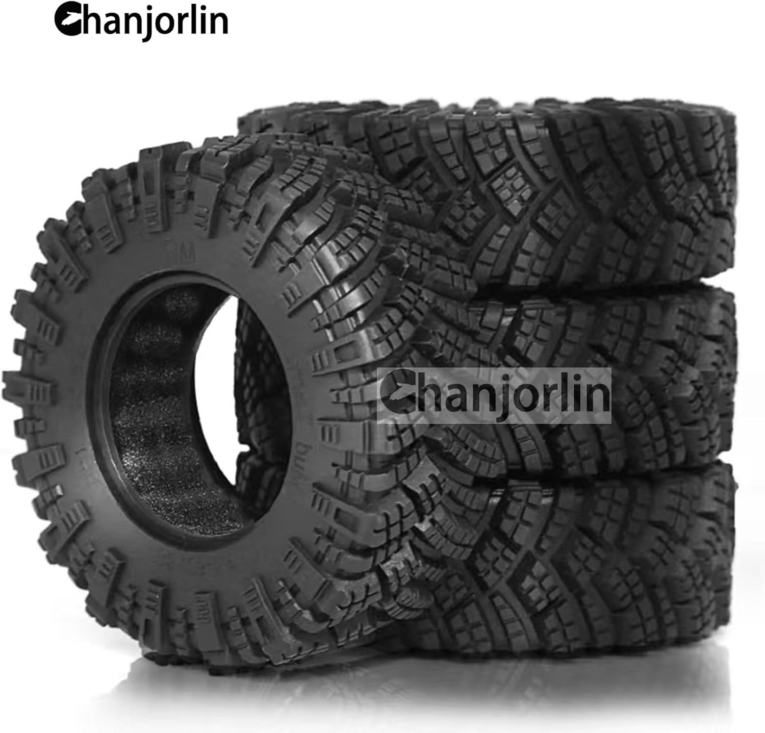 1.9 RC Tires OD 98mm 1/10 Rubber All Terrain Mud Crawler Tyres with Foam for 1:10 Rock Crawler Car Axial SCX10 SCX10 III AXI03007 D90 TF2 MST Tamiya RR10 Beadlock Wheels Hubs 4PCS