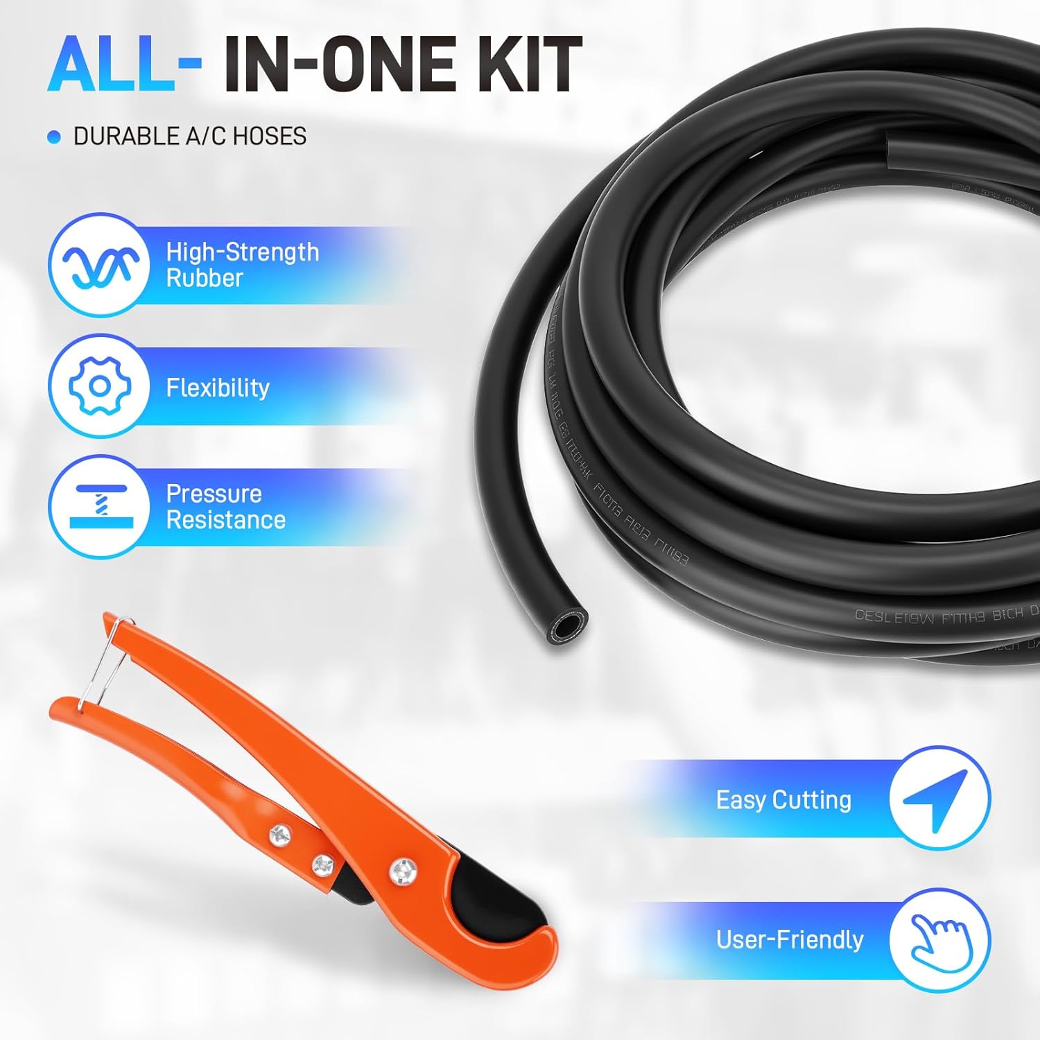 27PCS 9.5ft Air Conditioning Hose and Fitting Kit Includes 9.5ft #6#8#10 AC Hoses and #6#8#10 AC Fittings, Complete AC Hose Kit with pipe cutter and O-Ring