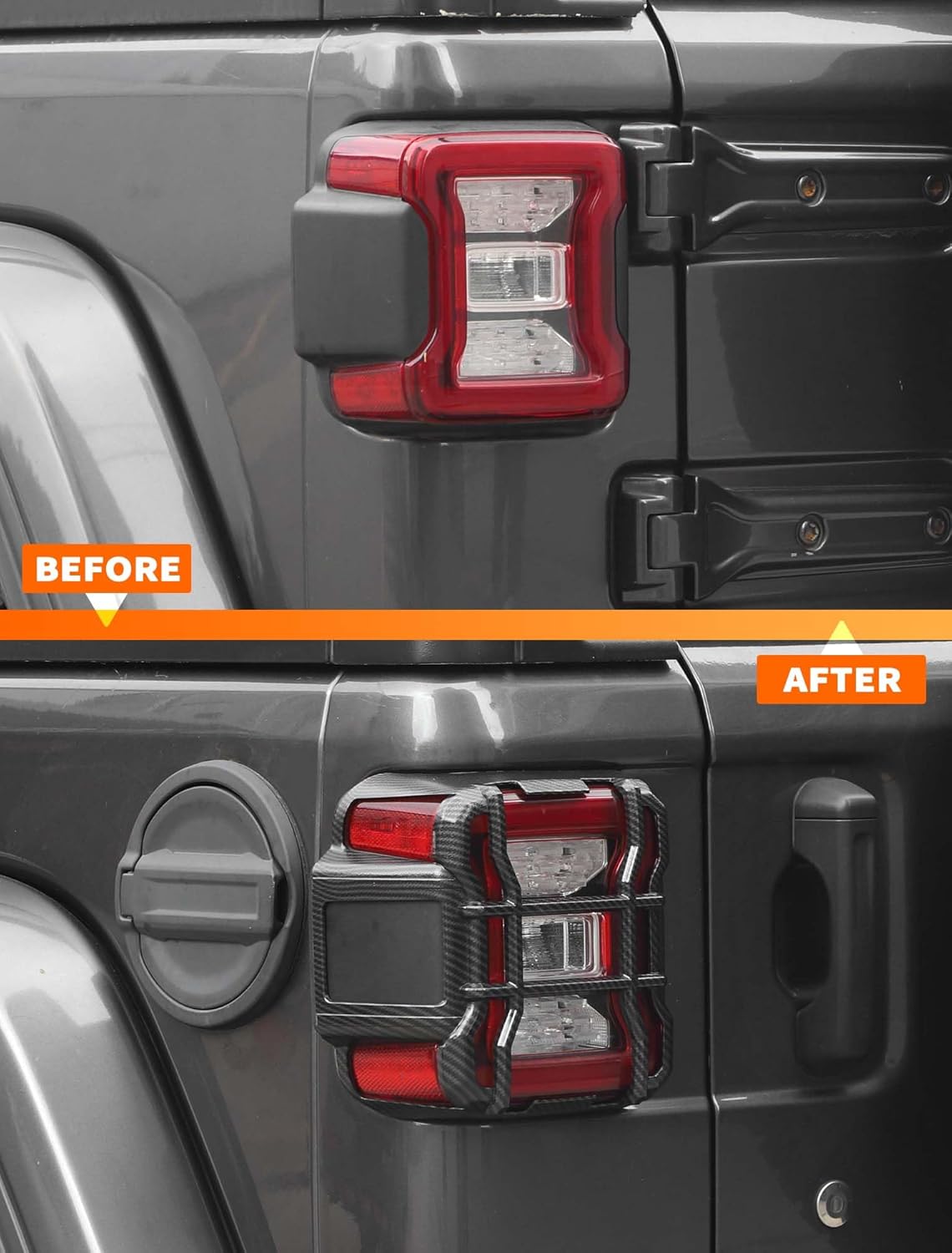 Savadicar Carbon Fiber Taillight Trim Cover for Jeep Wrangler JL JLU 4xe & Gladiator JT 2018–Present – Rear Light Accent, Exterior Styling Upgrade Accessory
