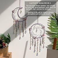 Vista 6 de Artilady Atrapasueños de mariposas con cristales – Atrapasueños de luna morada grande, decoración de pared para decoración del hogar de niñas