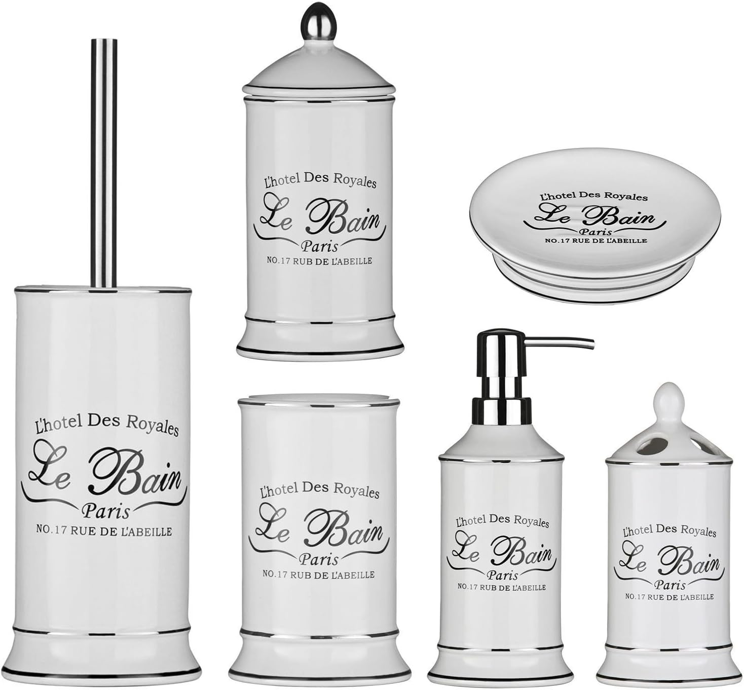 Get Goods 6pc Le Bain Set, Ceramic, White, 44 x 4 x 32 cm [Energy Class A]