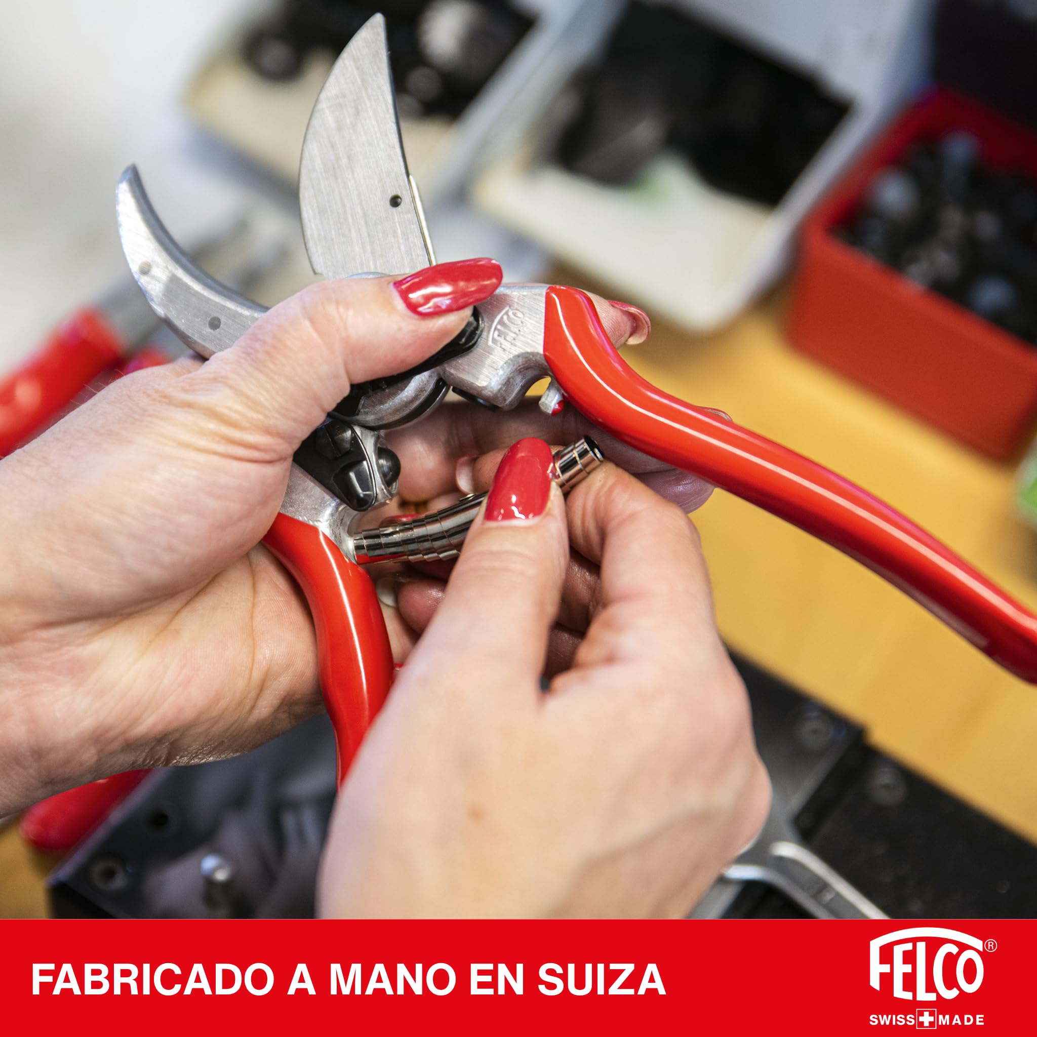FELCO 2 tijera bypass profesional para diestros, hoja de acero templado 41 mm, mangos de aluminio forjado, corte limpio hasta 25 mm, herramienta suiza robusta