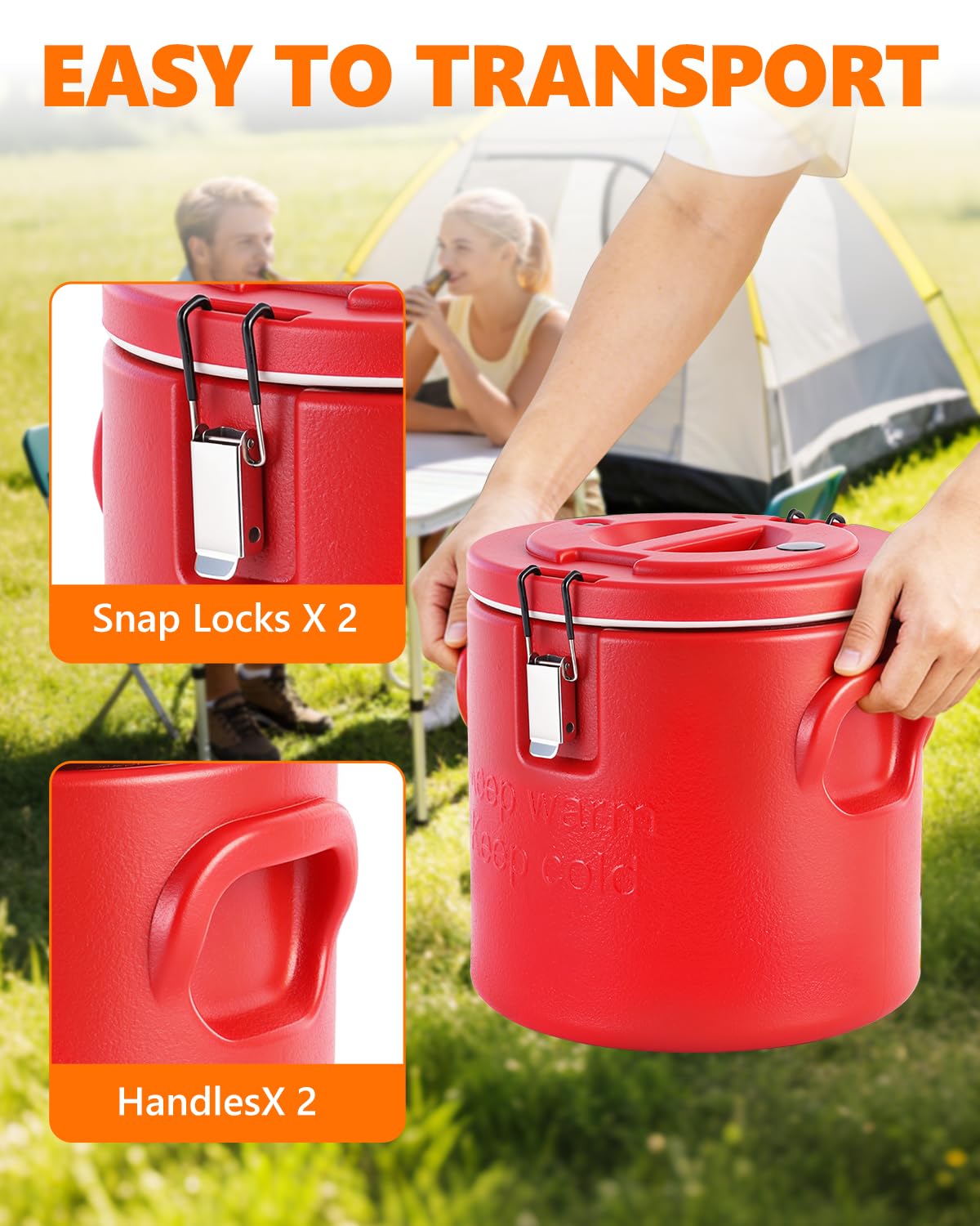 YUCHENGTECH Recipiente aislado para sopa comercial, calentador de alimentos de 10 L para alimentos calientes o fríos, cubo de hielo aislado de acero inoxidable para té y café caliente, jugo, agua