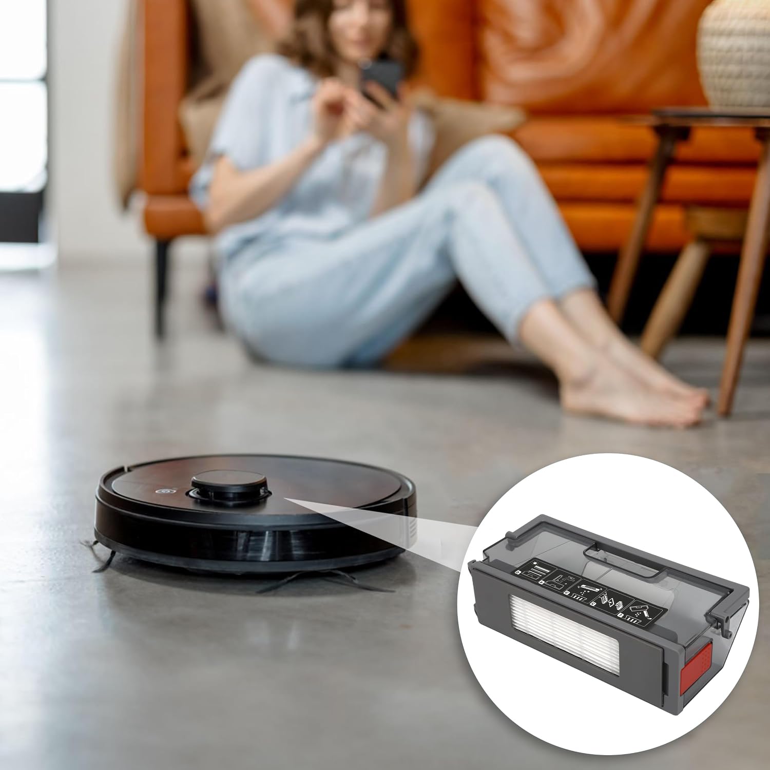 Replacement for Deebot Ozmo T8 N8 Dustbin Box Canister with Automatic Disposal Port for Ecovacs OZMO Deebot T8+, AIVI T8+, T9+, N8 Pro+ Robotic Vacuum Cleaners