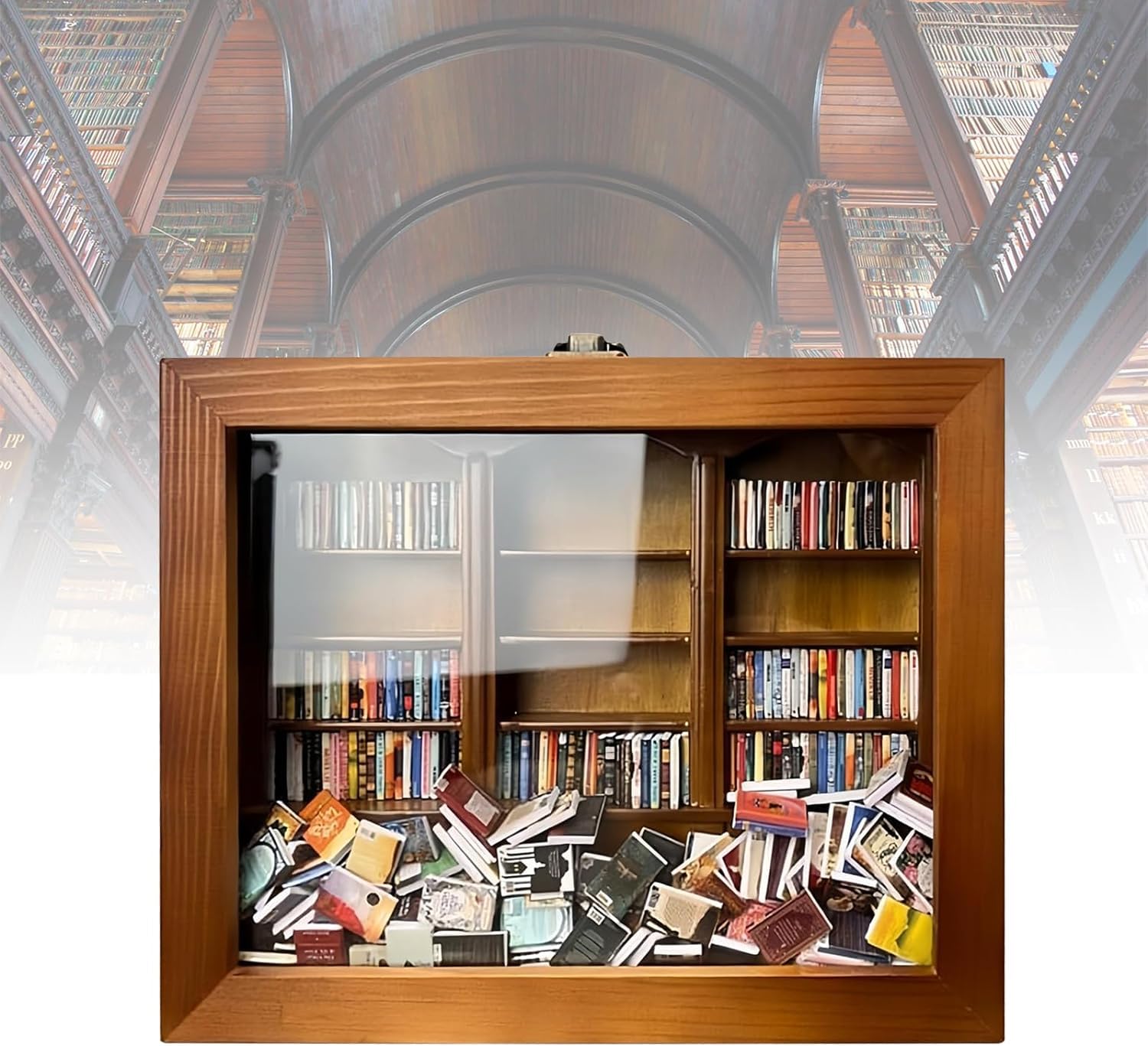 Mini-Bücherregal Mit 400 Kleinen Büchern – Braun, Zur Stressbewältigung & Als Deko