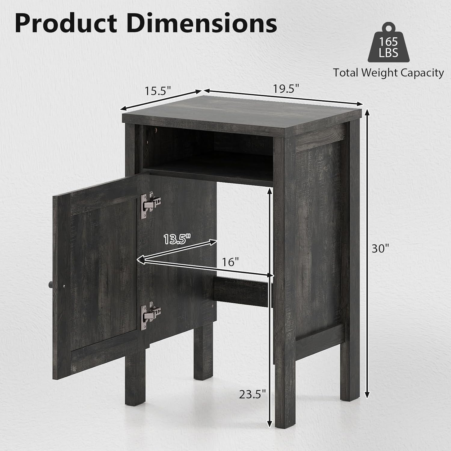 Giantex Robot Vacuum Storage Cabinet, Farmhouse End Table with Anti-Tipping Device, Anti-Slip Foot Pads, Nightstand, Space-Saving Sweeping Robot Stand for Small Space, Bedroom, Kitchen, Office (Gray)
