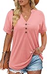 CHICZONE Women Short Sleeve Tunic Tops Summer Fashion Dressy Casual Shirts Flowy Loose V Neck Tee Blouses