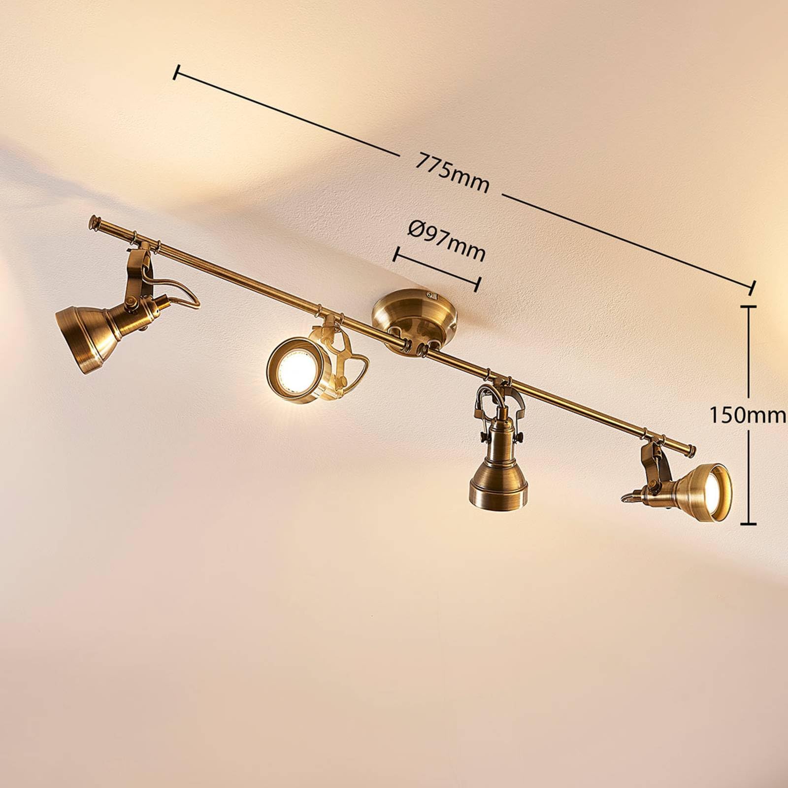 Lindby Applique A Muro In Metallo Color Marrone Antico – Dimmerabile – Per Soggiorno, Camera, Cucina - 3