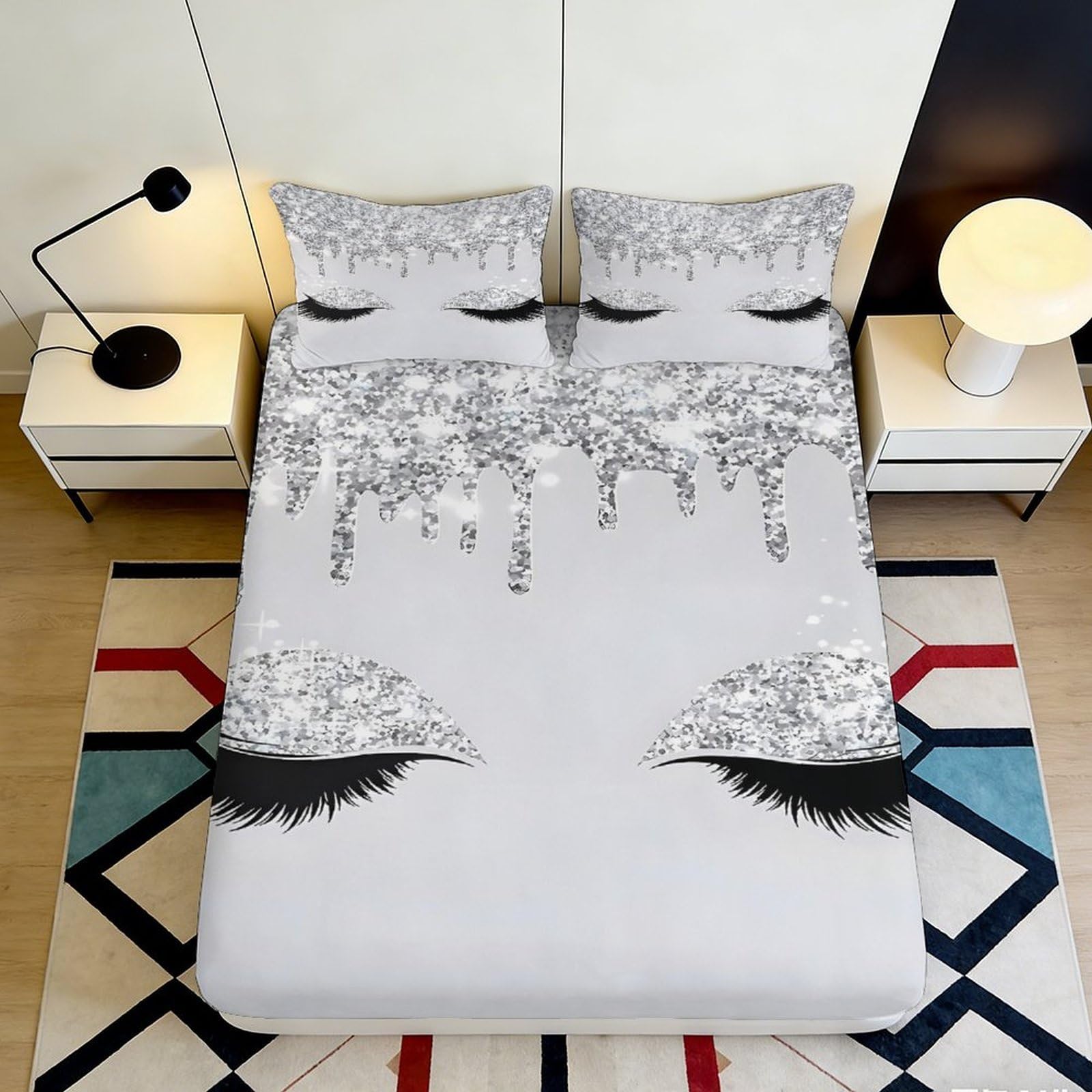 3D Printed Grey branch print Microfiber Fitted Sheet Bed Cover for guest room bedding, soft touch, wrinkle resistant 90x200x25cm