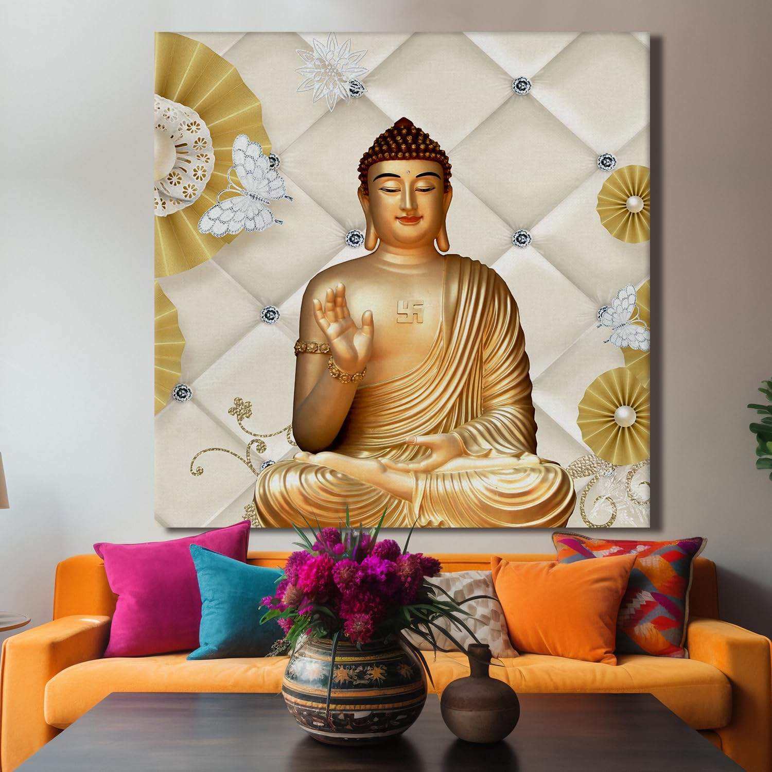 PAPER PLANE DESIGN Home Decor Buddha Large Size Canvas Framed Painting. Suitable for Living Room, Bedroom or Office. (24 INCH X 24 INCH, J) (B0C5HHHXYR) Amazon Price History, Amazon Price Tracker