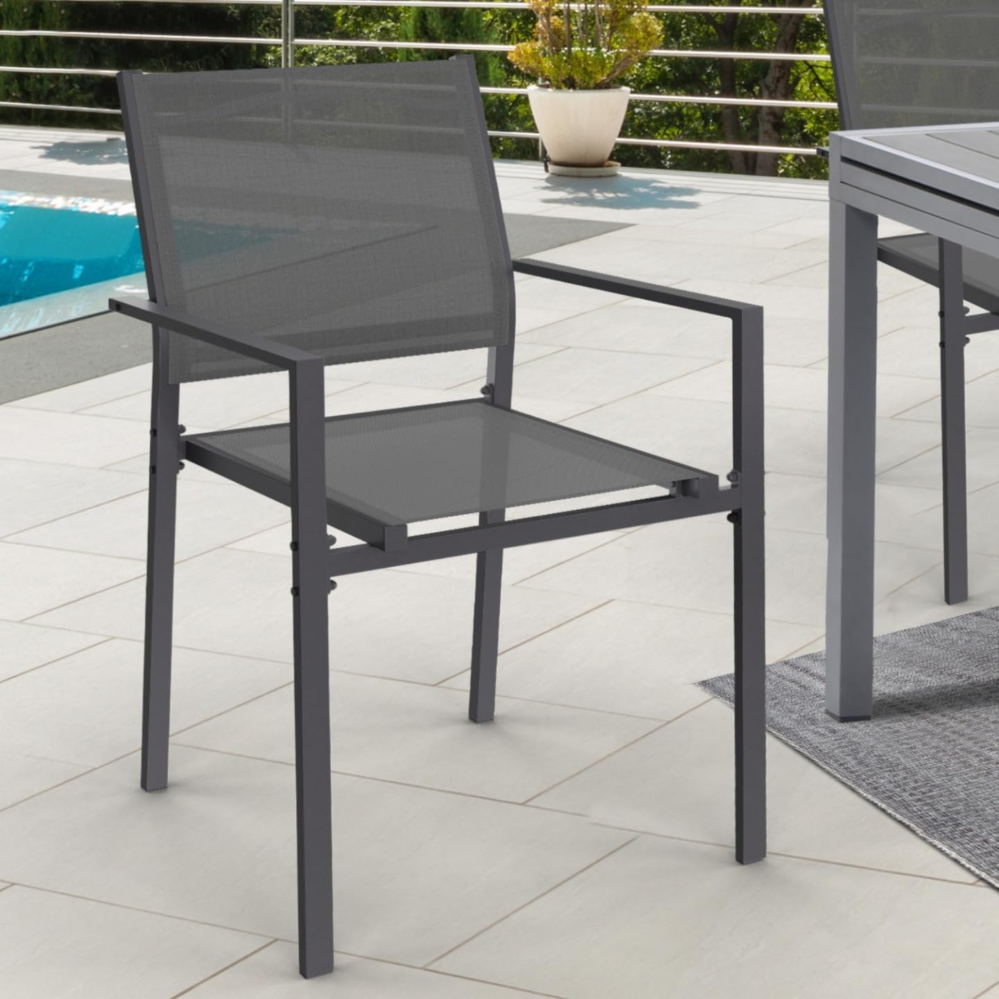 IDMarket - Lot de 6 chaises de Jardin Olbia empilables Gris Anthracite