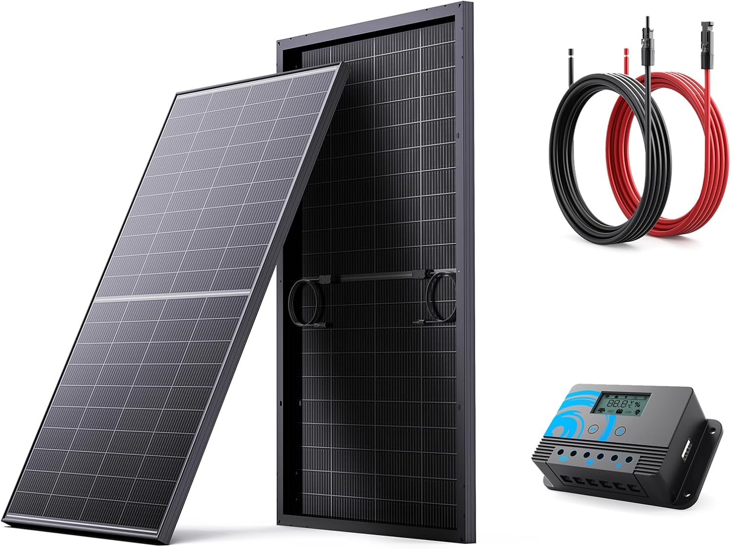 200W Solar Power Kit: N-Type Bifacial Solar Panel, 20FT Cable & 20A Charge Controller for RV, Boat, Off-Grid Systems