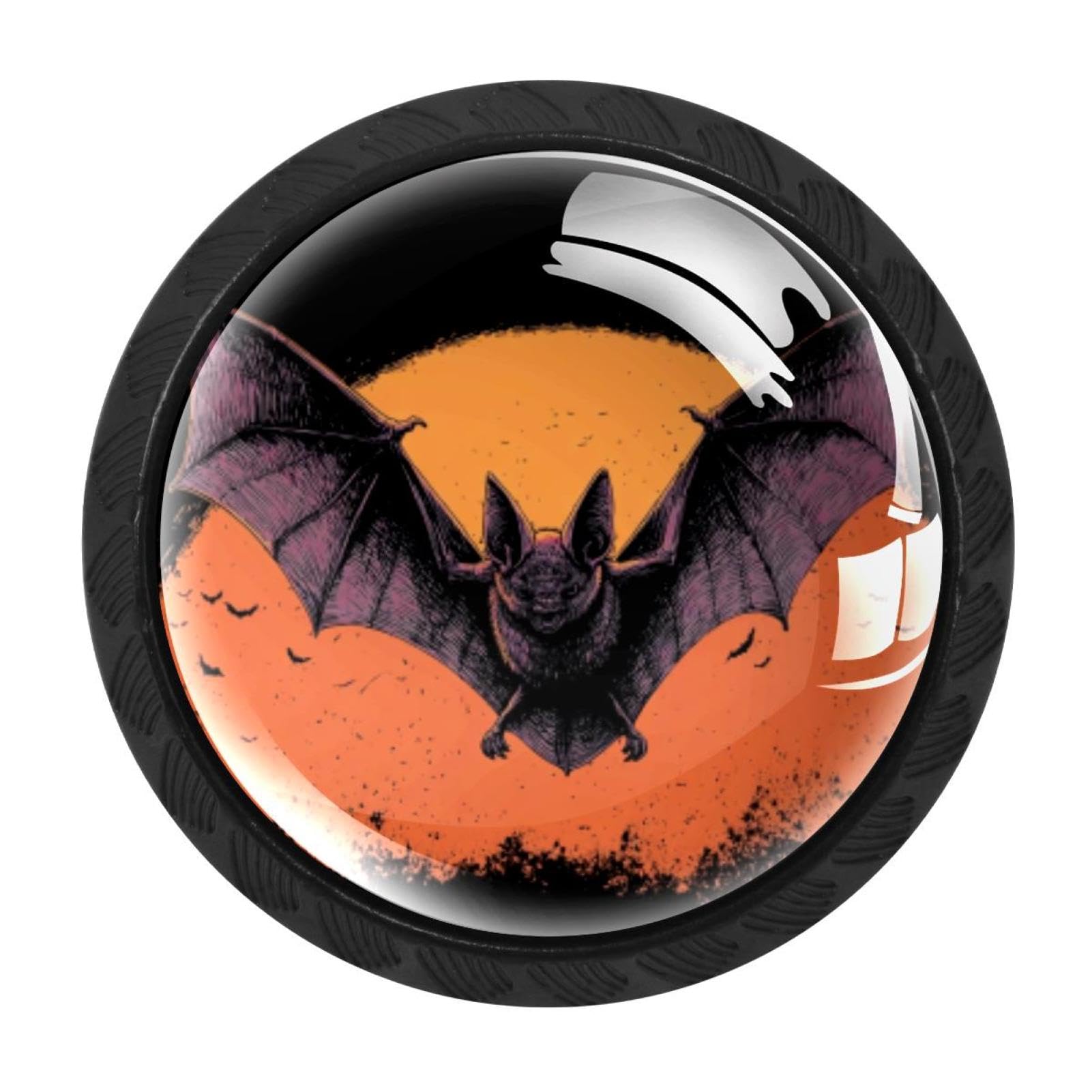CHENZZZZ 4 pcs Halloween Bat (1) Drawer Knob Pull Handle Crystal Glass Cabinet Drawer Pulls with Screws for Home Office Cabinet Cupboard