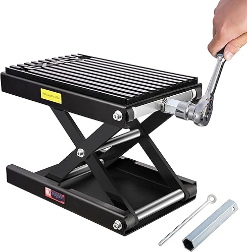 Miniatura 7 de Gato de tijera de elevación de motocicleta de 1400 libras con mango, acero al carbono mejorado Dirt Bike ATV soporte de elevación de motocicleta con