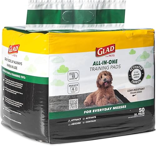 Miniatura 2 de Glad Almohadillas de carbón para cachorros de tamaño jumbo para mascotas, almohadillas de entrenamiento negras que absorben y neutralizan la orina