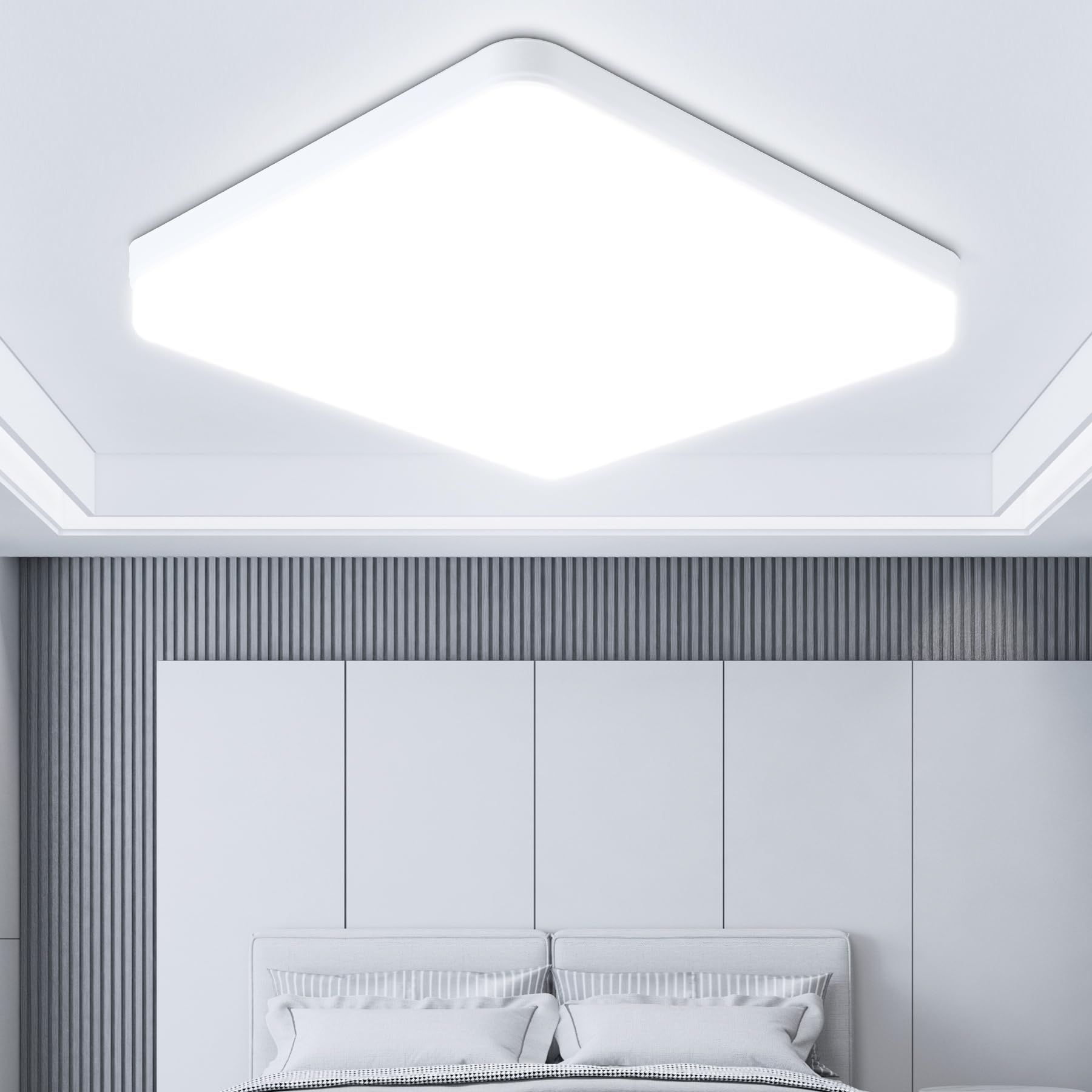 YICALE Plafon LED Techo,36W Lampara Techo LED Cuadrado 6500K Blanco Frío Luz Techo Modernos,Ultrafino Plafones de Techo para Baño Pasillo Balcón Cocina Dormitorio,Ø23CM