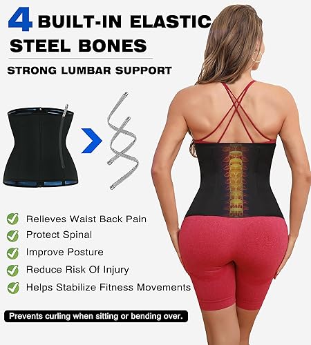 Miniatura 3 de VENUZOR Entrenador de cintura para mujer, traje de sauna para grasa del vientre, bandas de sudor para pérdida de peso y estómago, cinturón de