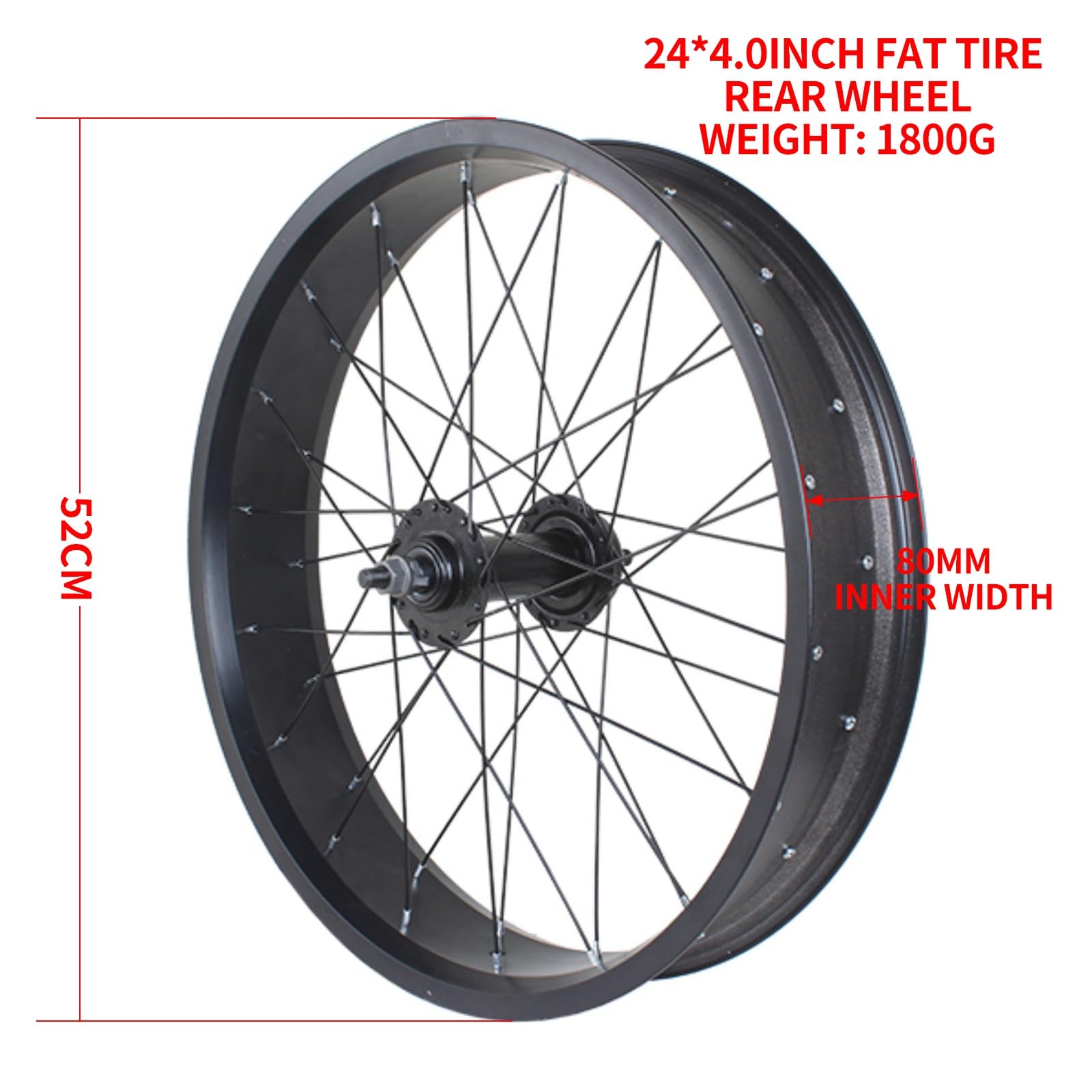 20"/24" Roue Arrière De Vélo De Neige 26×4.0" Jeu De Roues for Fat Bike Jantes en Alliage D'aluminium pour Vélo De Plage Frein À Disque, Bolt on, 7/8/9/10 Vitesses Roue Libre Filetée
