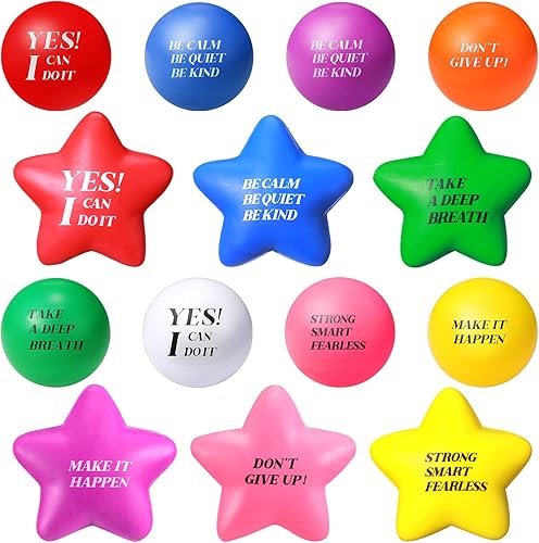 140 bolas motivacionales para aliviar el estrés, con forma de estrella, manejo de la ira, bolas de espuma coloridas para ejercicios de mano para