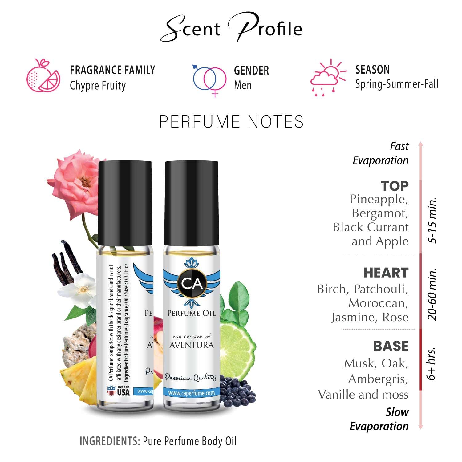 CA Perfume Oil 10ml - X3 (CRD AVENTURA IMPRESSION, 0.33 Fl Oz (Pack of 3)