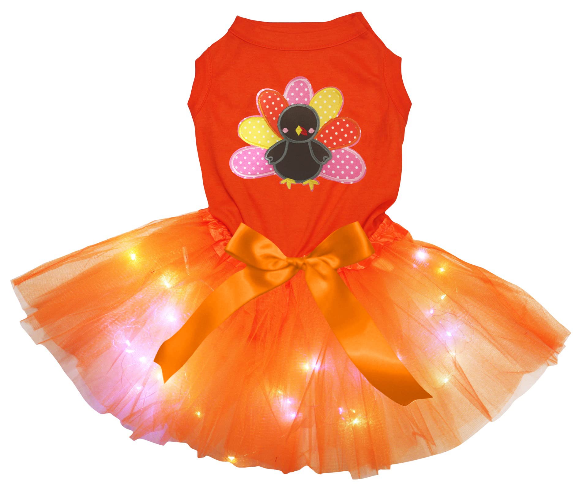 Robe pour chiot Rainbow Turkey orange LED XXL : confort nocturne et sécurité anti-perte