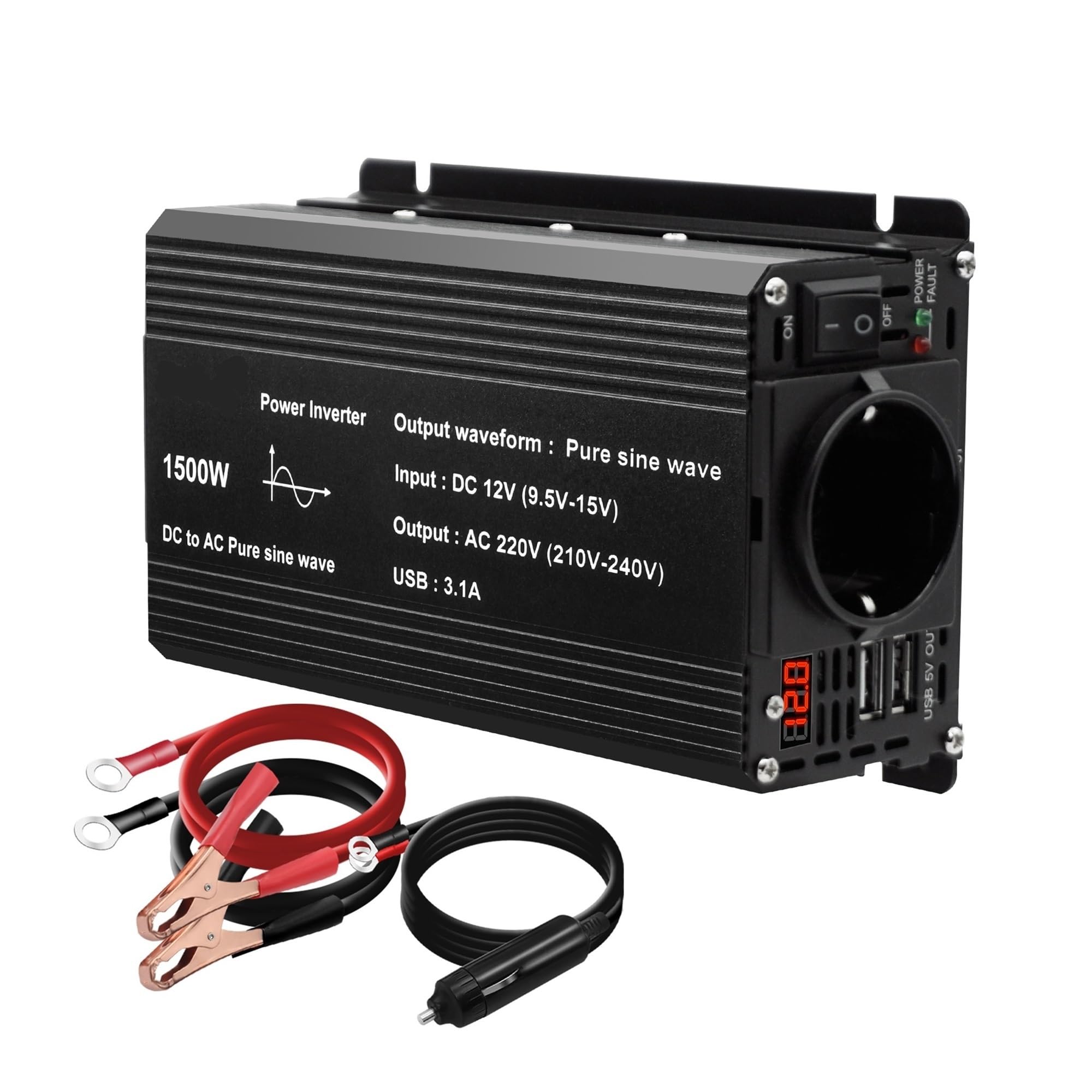 Inverter Inverter a Onda sinusoidale Pura 3000W 2600W Porta DC12V a AC220V Convertitore di Potenza Portatile for Motori Domestici(CS1M020)