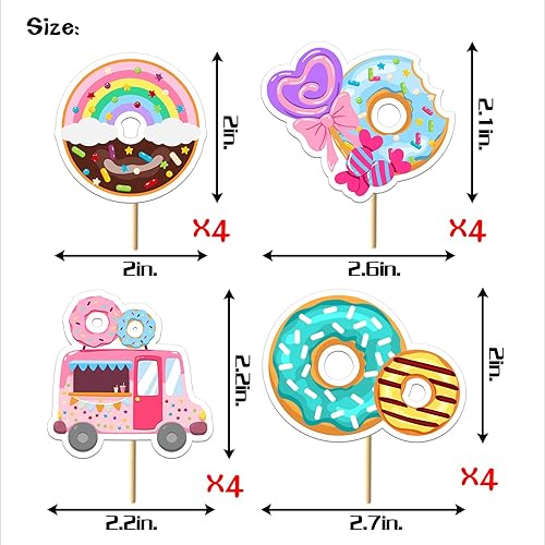 Miniatura 3 de 36 piezas de decoración de cupcakes de helado para tartas, donas para crecer, dos dulces temas, decoraciones de fiesta de cumpleaños, suministros de