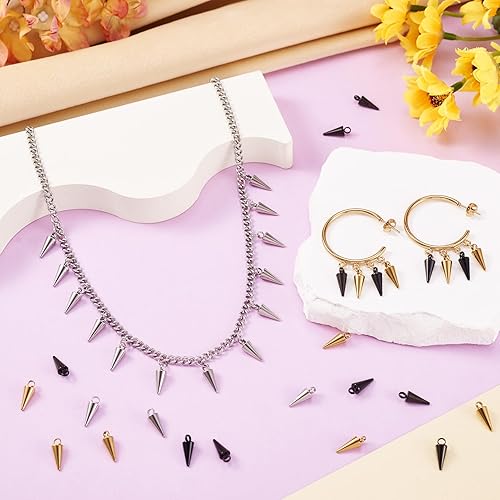Miniatura 2 de 150 dijes de cuentas con forma de espiga, estilo tibetano, forma de cono de bala larga, para manualidades, collares, aretes, joyería