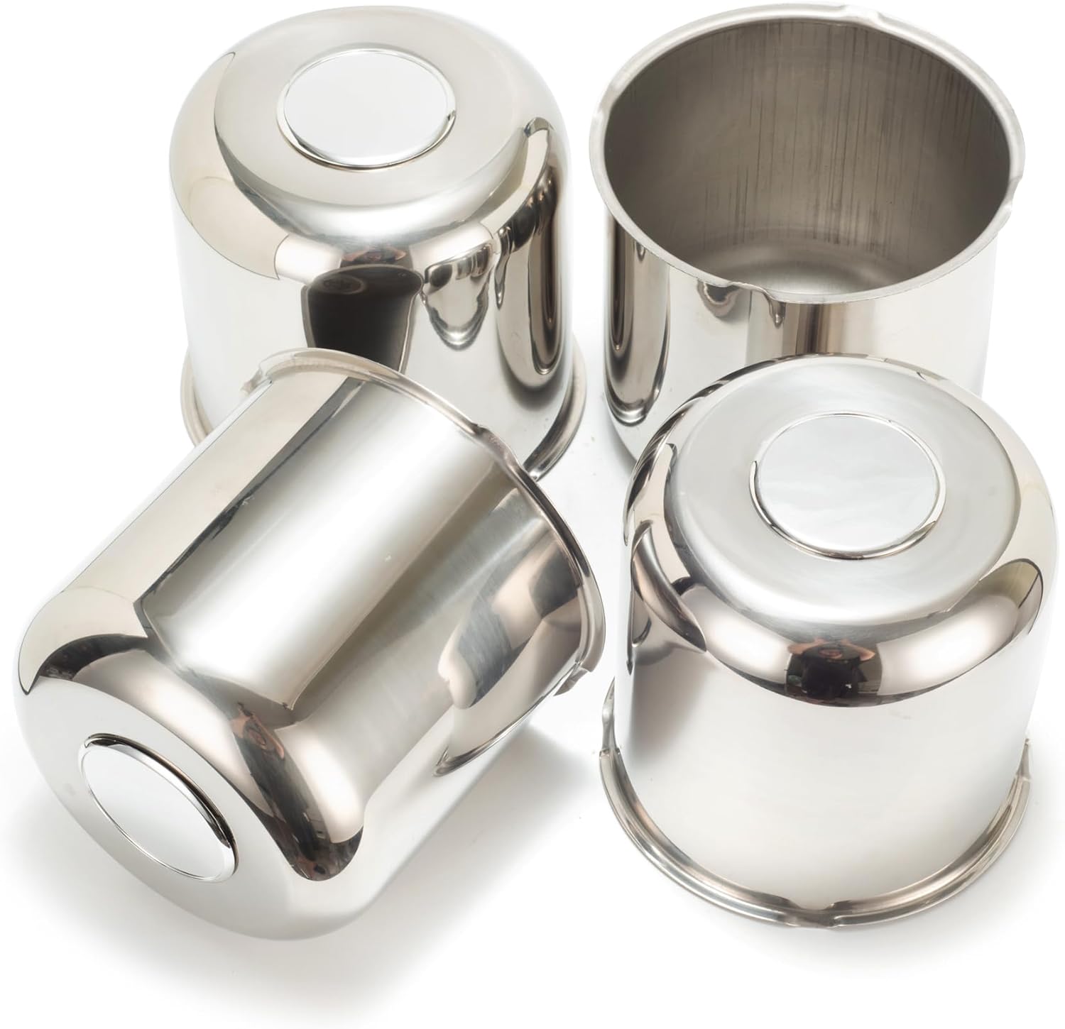 4 Pcs 3.74" Push Through Wheel Center Caps for Truck Trailer RV - Top Plug removes Stainless Steel Hub Caps (Fits 3.74" Bore, 4.33" Tall, Chrome)