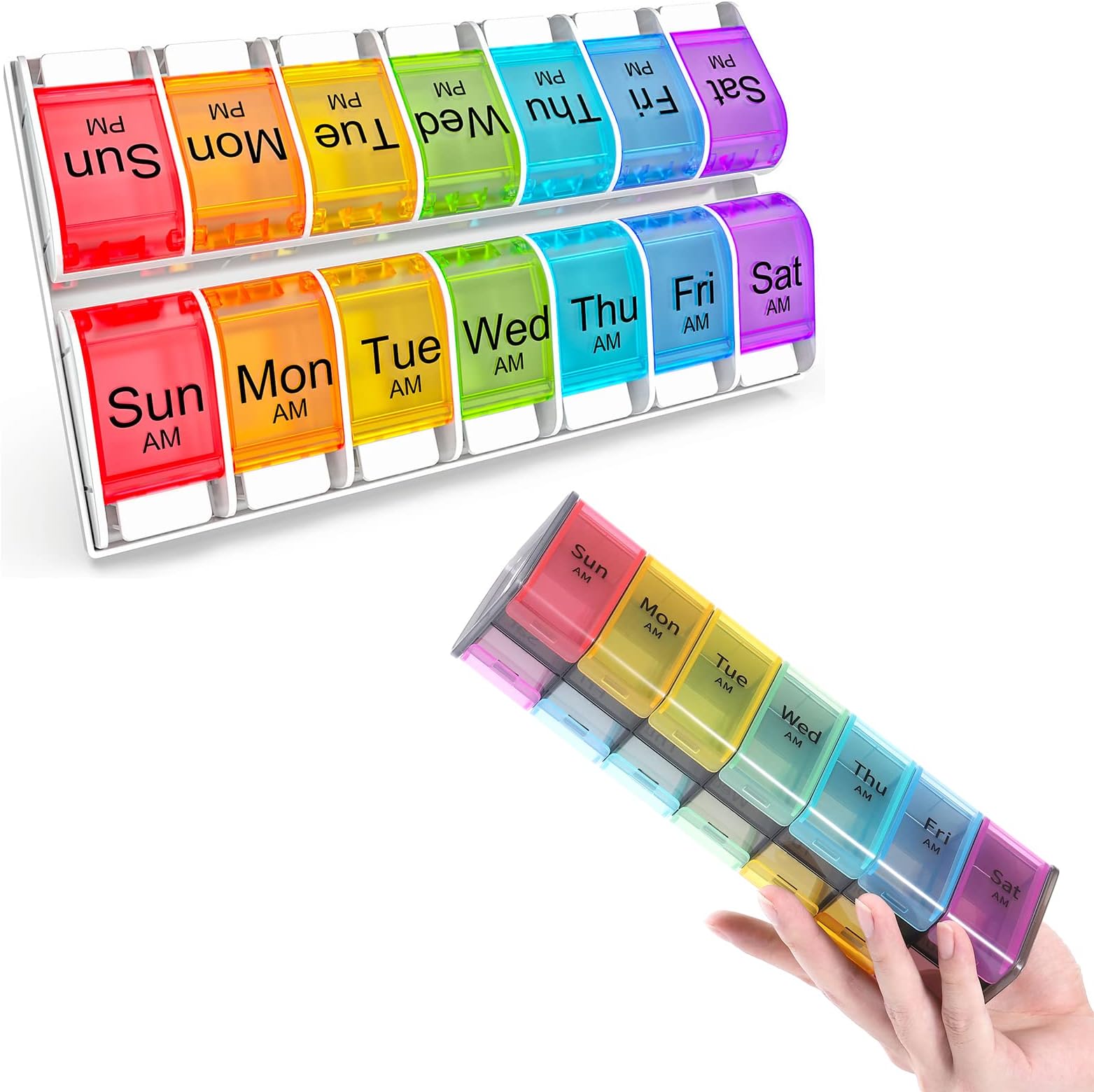 Windtrace 7 Days AM PM Pill Organizer - 2 Times a Day Large Weekly Pills Case, Extra Large Weekly Pill Organizer