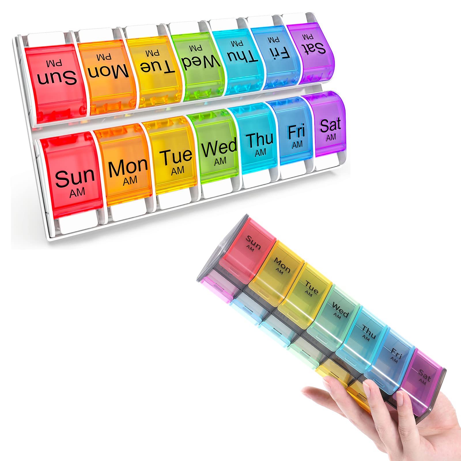 Windtrace 7 Days AM PM Pill Organizer - 2 Times a Day Large Weekly Pills Case, Extra Large Weekly Pill Organizer