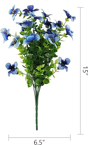 Miniatura 2 de 6 paquetes de flores artificiales resistentes a los rayos UV plantas falsas de plástico sintético para exteriores caja de ventana de jardín porche