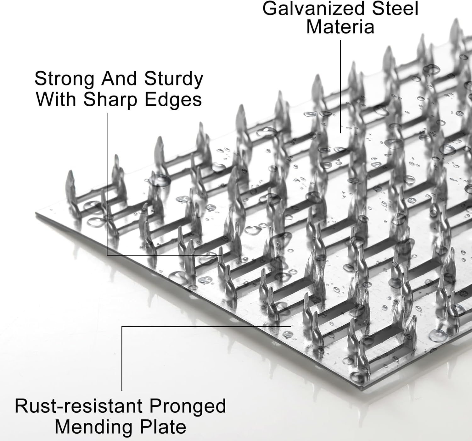 20 Pack Truss Plate - 4" x 6" Pronged Mending Plates Height 9mm - Metal Tie Plate Bracket Nail Teeth Thickness 1mm - Wood Connector Brackets for Wood Stud Roof Truss Timber