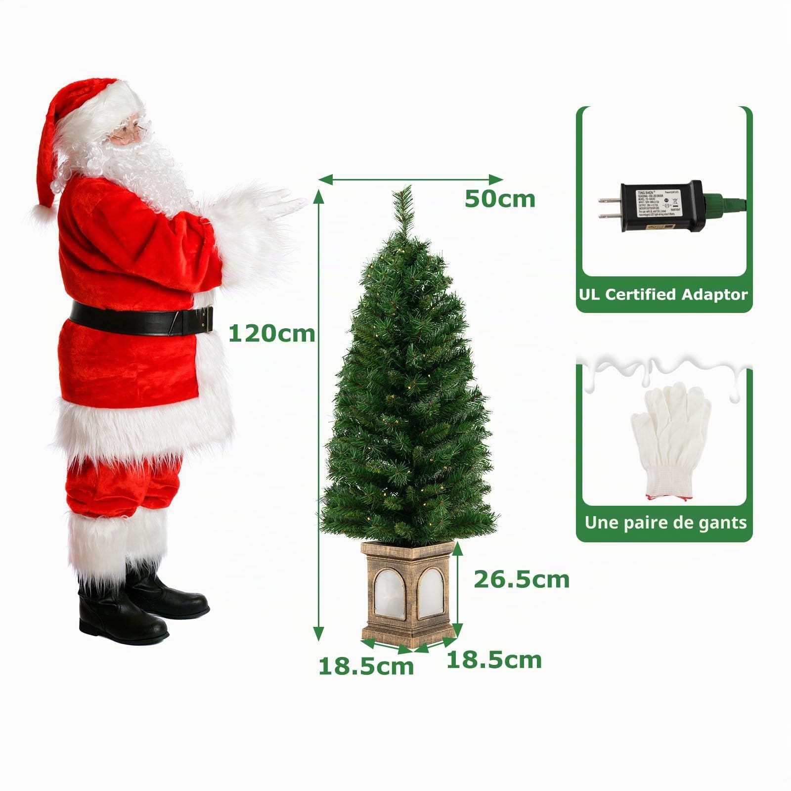 LIFEZEAL 1,2M Sapin de Noël Artificiel, Arbre Artificiel avec 100 LEDs, 3 Modes d'Éclairage, Sapin Illuminé avec 160 Branches en PVC, pour Magasin, Bureau, Chambre (Vert, 18,5 x 18,5 x 120CM)