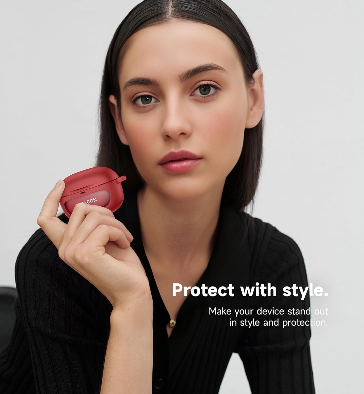 SURITCH Case for Raycon Everyday Earbuds (2024 Edition), Shockproof Magnetic Case for Raycon Bluetooth True Wireless in-Ear Buds Headphones, Protective Cover with Magnetic Lid Lock & Carabiner, Red - Image 7