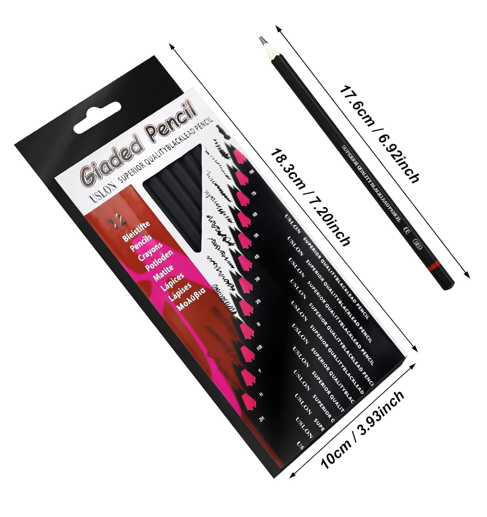 Corslet Set mit 97 Stück – 72-teiliges Buntstifte-Set, Bleistiftfarbe und 24-teiliges Zeichenstift-Set mit 2 verschiedenen Packungen mit 12 Kunstzubehör für Künstler, Skizzen, Schattierungen