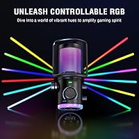 Vista 6 de FIFINE Kit de micrófono de transmisión USB para juegos, micrófono de condensador con RGB, cancelación de ruido, Dial de juego/chat Plug & Play