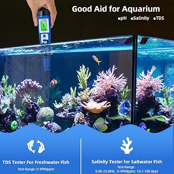 YINMIK pH Salt Meter 5 in 1 pH TDS EC Salinity Tester for Pool Spa Aquarium Hydroponic Saltwater Digital pH and PPM Tester for Household Drinking Water Hot Tub Home Brewing Fish Tank...