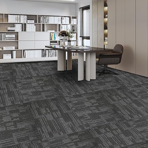 ALTRUISTIC Heavy Duty Commercial Carpet Tiles, 24" x 24", Non-Slip Soft Square Floor Tile, 18 Pieces/72 sq ft, FlexLok Tabs Included, for Office Bedroom Living Room Kitchen Garage Gym (1 Box, Gray)