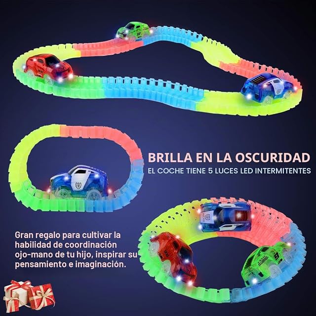 Foto 5 de 7 de Pistas Coches Carrera de Coches de Juguete Light Up Accesorios de Pista Compatibles con Magic Tracks y Neo…