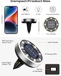 btfarm Solar Ground Lights, 16 Pack 8LED Solar Lights Outdoor Waterproof Garden, Pathway Lights Solar Powered in-Ground Lights, Disk Lights Landscape Lighting for Lawn Patio Yard Driveway, Warm White