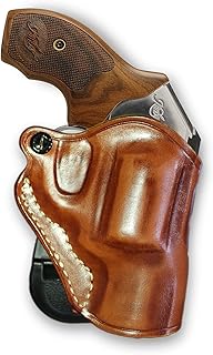 Premium Leather OWB Paddle Holster Open Top Fits Kimber K6S Revolver 357 Mag DA/SA 2', Right Hand Draw, Brown Color #1405#