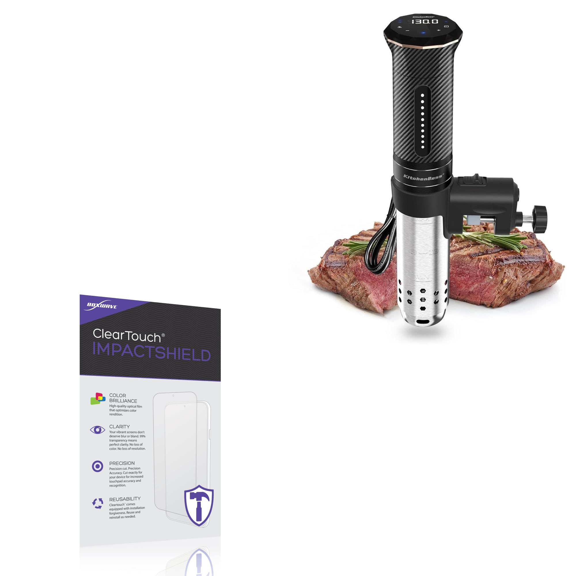 BoxWave Screen Protector Compatible with KitchenBoss Sous Vide G300PT - ClearTouch ImpactShield (2-Pack), Impenetrable Screen Protector Flexible Film