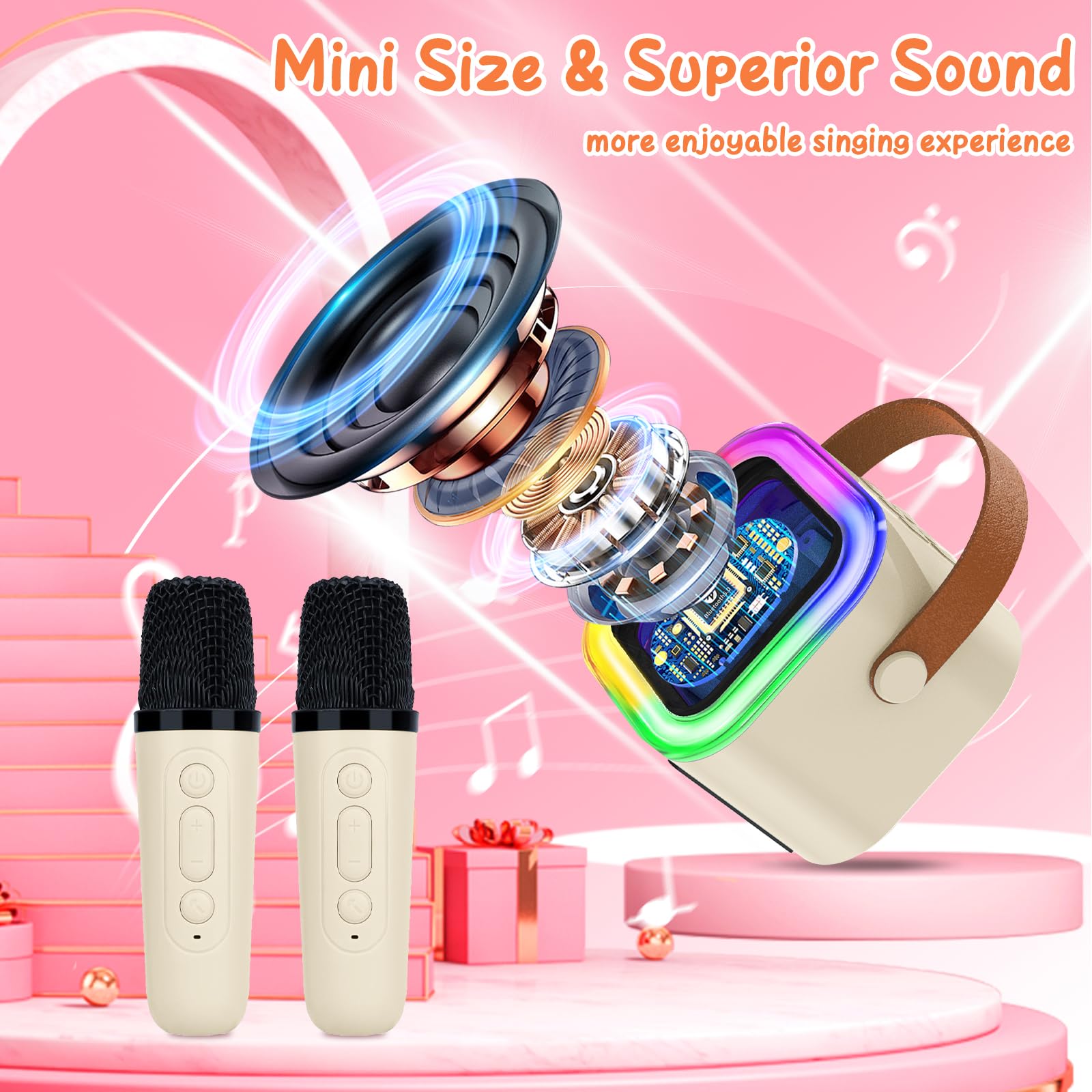 Karaoke per Bambini con 2 Microfono Wireless Karaoke, Regalo Bambina 3-12 Anni Microfono Bluetooth Bambini Giochi Bambina 3-12 Anni Canta Tu Karaoke Bambini Unicorno Bambina Regalo